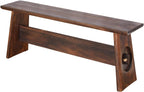 Farmhouse Skinny Narrow Entryway Bench, Rustic Dark Brown Wood | Multi‑purpose slim noodle accent bench for entryway, hallway, mudroom, bedroom, farmhouse rustic seating for compact spaces