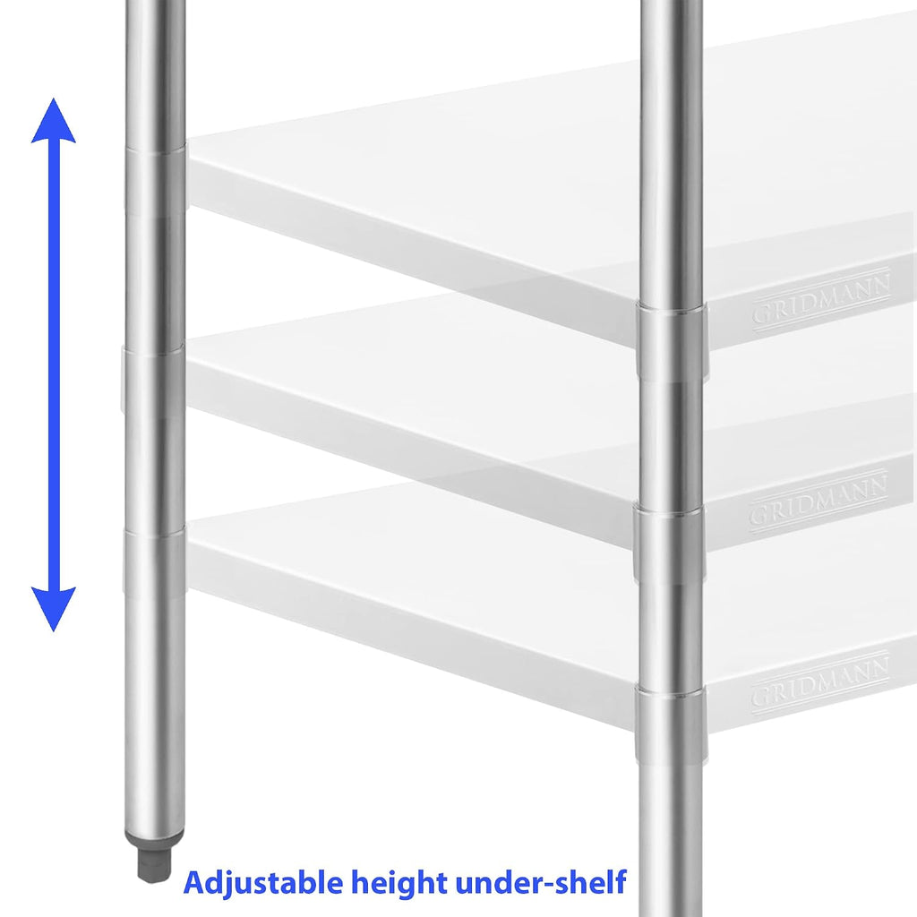 GRIDMANN Stainless Steel Work Table 18 x 24 Inches, NSF Commercial Kitchen Prep Table with Under Shelf for Restaurant and Home