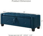 Storage, Bench for Bedroom,Living Room,Hallway, Upholstered Tufted Faux Leather Ottoman Blue