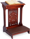 Colingmill Tree of Life Church Prayer Bench Stool Wooden Padded Kneeler with Shelf and Cushion Prayer Kneeler for Home Church Religious Gifts, 24 x 22 x 32 inches(Walnut Color)