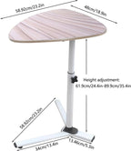 Modern Small Triangle Side Table, Adjustable Height Night Stand Bedside Table Sofa Side End Laptop Desk for Bedroom Living Room (White)