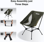 Wildhiker Lightweight Camping Chair – Folding Portable Chair for Adults, 2.16 lbs with Square Base and Carry Bag for Travel, Fishing, Motorcycle, Festival– Green