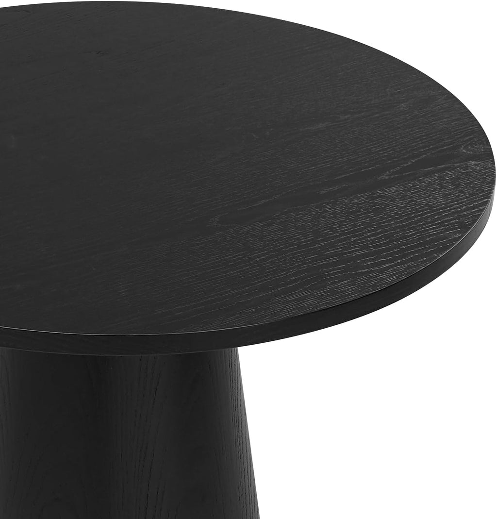 Round Dining Table Wood for 2-4, Modern Farmhouse Kitchen Table | 35'' Small Circle Dining Tables with Pedastal for Kitchen Living Room (Black)
