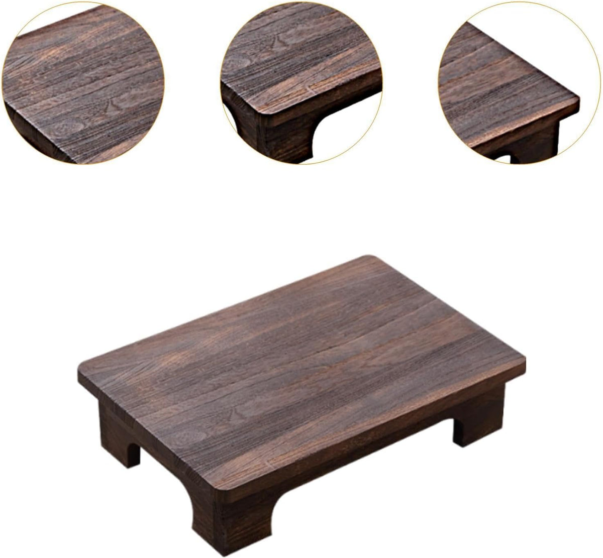 Low Wooden Tea Table, Elegant, Stable, Minimalist Stool, Lightweight Floor Table, Compact for The Windowsill in The Room, Brown, 40x28x10cm