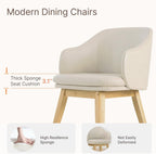 KISLOT Wooden Dining Chairs Set of 2, Faux Leather Upholstered Modern Dining Room Chairs with Barrel Backrest & Double-Layer Thick Cushion for Living Room, Restaurant, Kitchen and Café, Beige