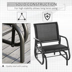 Outsunny Porch Glider Set of 2 Steel Frame Black | Swing Glider Chair, Breathable Mesh Fabric, Curved Armrests, for Garden, Poolside, Backyard, Balcony