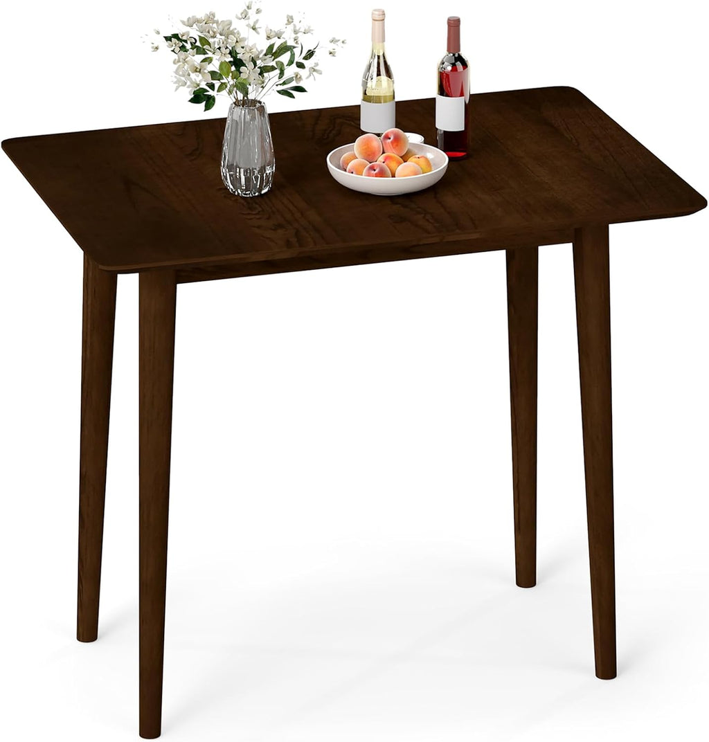 Giantex Dining Table for 2-4, 34" Rectangular Dinner Table with Solid Rubber Wood Frame, Space-Saving Kitchen Table for Small Space, Apartment, Living Room, Home Office (Walnut)
