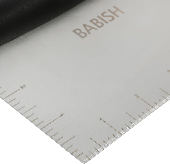 Babish Multi-Purpose Stainless Steel Scaper/Chopper with Grip, 6-Inch, Silver/Black