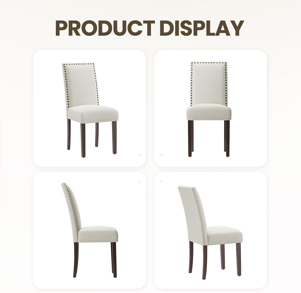 MALOL Velvet Dining Chairs Set of 2, Upholstered Kitchen Chairs with Thick Cushion & Solid Wood Legs, Adjustable Foot Pads, Elegant Chairs for Dining Room/Kitchen/Living Room