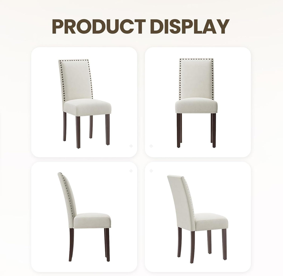 MALOL Velvet Dining Chairs Set of 2, Upholstered Kitchen Chairs with Thick Cushion & Solid Wood Legs, Adjustable Foot Pads, Elegant Chairs for Dining Room/Kitchen/Living Room