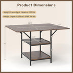 Giantex 47-inches Dining Table for 4-6, Rectangular Kitchen Table with 2 Open Storage Shelves & Sturdy Metal Legs, Farmhouse Dinette Table for Dinner, Dining Room, Living Room, Rustic Brown