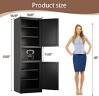 Kitchen Pantry Storage Cabinet,66.9" Tall Metal Storage Cabinet with 2 Door and 4 Adjustable Shelves.Freestanding Cupboard for Dining Room Living Room and Office.(Black)