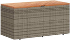 Modern Garden Storage Box Grey and Brown with PE Rattan and Acacia Wood for Outdoor Storage and Seating