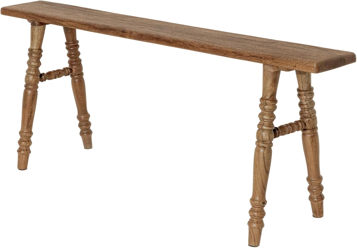 East at Main Skinny Wooden Bench for Entryway Hallway or End of Bed Handmade Solid Wood Bench with Turned Legs Farmhouse Rustic French Country and Modern Style