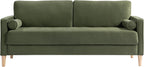 Studio Living® Lexington 75.6" Sofa, Mid-Century Modern, Pocket Coil Comfort, Easy Assembly, Velvet Fabric, Olive Green