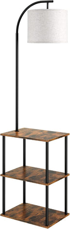PARTPHONER Floor Lamp with Table, Night Stand with Lamp, Narrow Side Table with 3CCT LED Bulb, Small Coffee Table, Modern End Table with Storage Shelves for Living Room Bedroom Home Décor