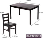 Dkelincs 5 Piece Dining Table Set Kitchen Table and Chairs for 4 Modern Wooden Rectangular Dining Room Table with 4 Chairs for Kitchen, Restaurant, Small Space, Dark Brown