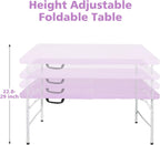 4 FT Folding Table with Carry Handle, Portable Fold-in-Half Plastic Table, Rectangle Foldable Table for Indoor/Outdoor Light Purple