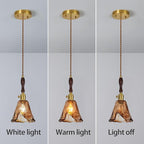 Brown Glass Vintage Pendant Light 6.18" Handmade Glass Pendant Lights Kitchen Island Gold Hanging Light Fixture for Bedroom Dining Room Hotel (3 Pack)