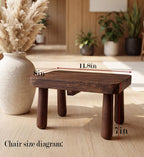 Chestnut Solid Wood Small Step Stool, Dark Brown, 11.8 x 8 x 7 in, Footrest Bench for Adults