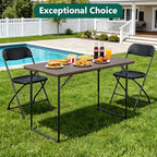 Folding Table, 4FT Foldable Picnic Table with Carrying Handle, Heavy Duty Fold-in-Half Portable Table for Weddings, Camping, RV Travel, Parties, BBQs, and Indoor Use, Easy to Fold and Store, Khaki