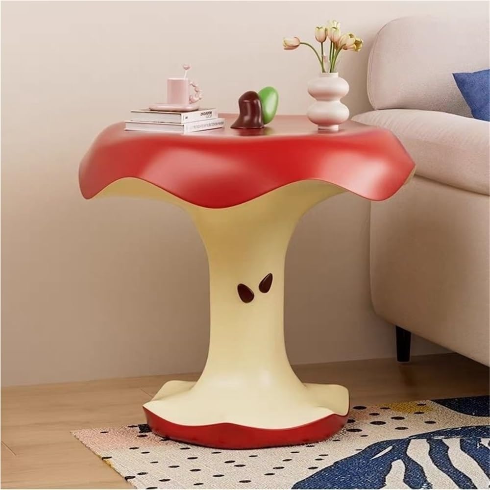 Resin Apple-Shape Side Table – Fruit Shaped Accent Table, Modern Small End Table for Living Room, Bedroom, or Entryway Décor, 18.9''W*19.7''H