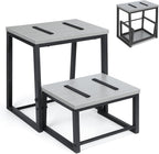 LIANTRAL 2 Step Stool for Adults, 2 in1 Foot Stool for High Bed, Kitchen,RV | Heavy Duty, Non-Slip, Steel Frame & Wooden Steps, 500lbs Load Capacity, Gray