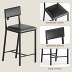 IDEALHOUSE Dining Chairs Set of 2 Upholstered PU Dining Chairs Curved Backrest, Modern Dining Room Chairs Kitchen Chairs with 26IN Metal Legs and Sturdy H-Frame for Home, Bar 330lbs Capacity