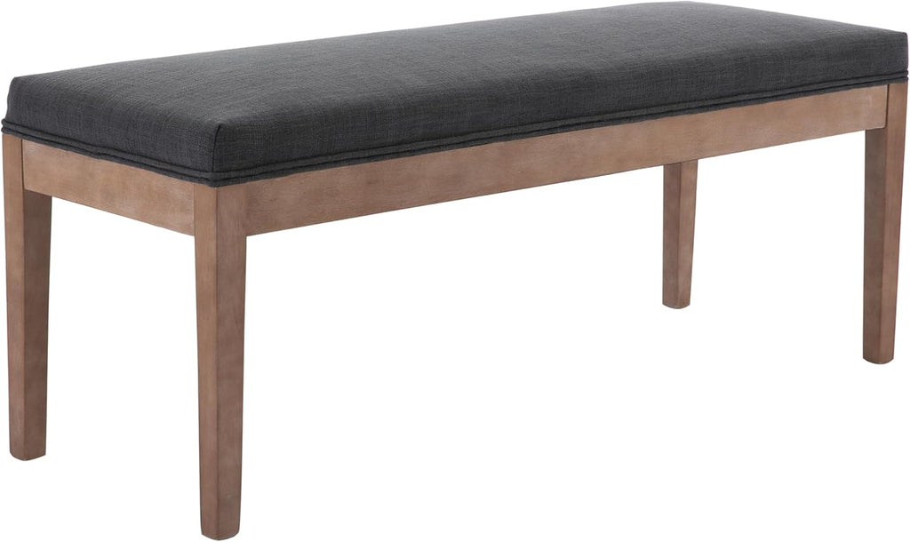 chairus Linen Upholstered Entryway Bench Dining Table Benches Farmhouse Shoe Bench Seat for Hallway Bedroom End of Bed Vintage 45.5" Wooden Leg Benches for Kitchen Restaurant Window, Charcoal