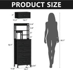 Furnulem Tall Nightstand, LED Night Stand with Charging Station | USB Ports, 4 Fabric Drawers and 4 Tier Storage Shelf, Nightstands Bedside Tables for Bedroom, Dorm, Office (Black Oak)