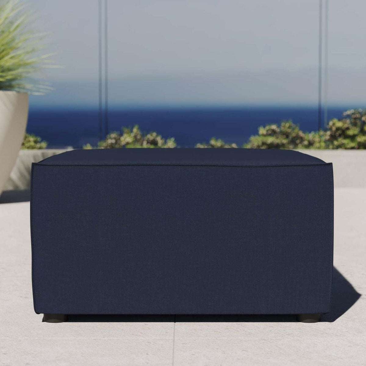Modway EEI-4211-NAV Saybrook Patio Sectional Ottoman in Navy