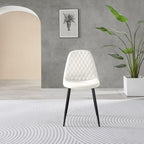 Furniturebox Dining Chair Set of 2 - Corona Black Leg White Faux Leather Dining Chair