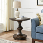 Roundhill Furniture Caesar Traditional Round Pedestal End Table, Espresso