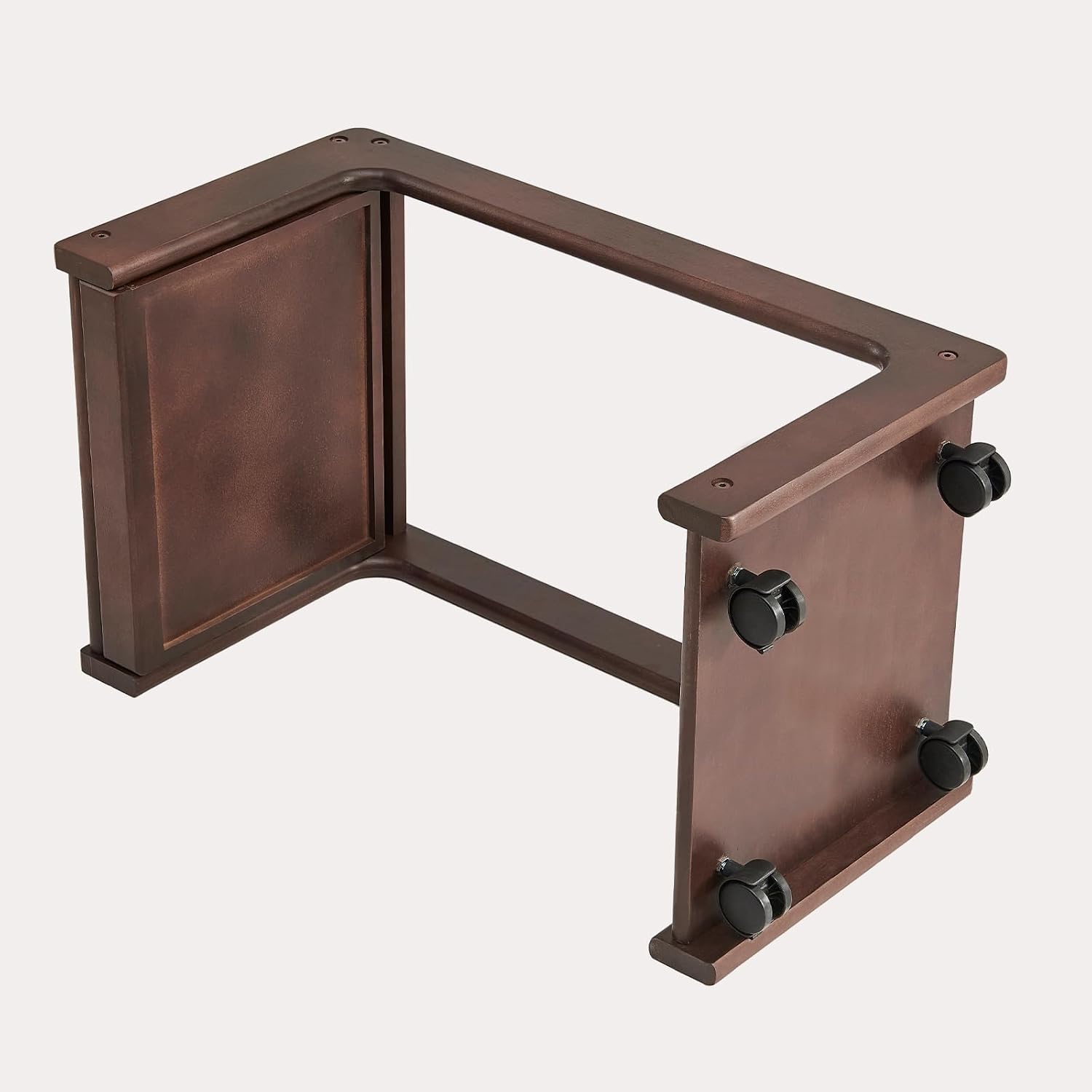 Uniclinens C Table for Sofa, Rolling Side Table with Wheels, Sofa Table with Storage, Narrow Sofa Tray, Skinny Thin Side Table, Solid Wood Slim Small Couch End Table for Living Room, Walnut