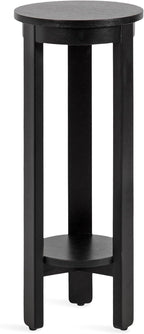 Kate and Laurel Foxford Modern Tiered Round Drink Table, 12 x 12 x 30, Black, Transitional Two-Tier Circle Plant Stand for Use as Living Room Pedestal Table or Small Bedroom Nightstand