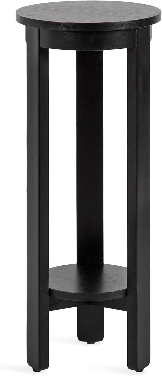 Kate and Laurel Foxford Modern Tiered Round Drink Table, 12 x 12 x 30, Black, Transitional Two-Tier Circle Plant Stand for Use as Living Room Pedestal Table or Small Bedroom Nightstand