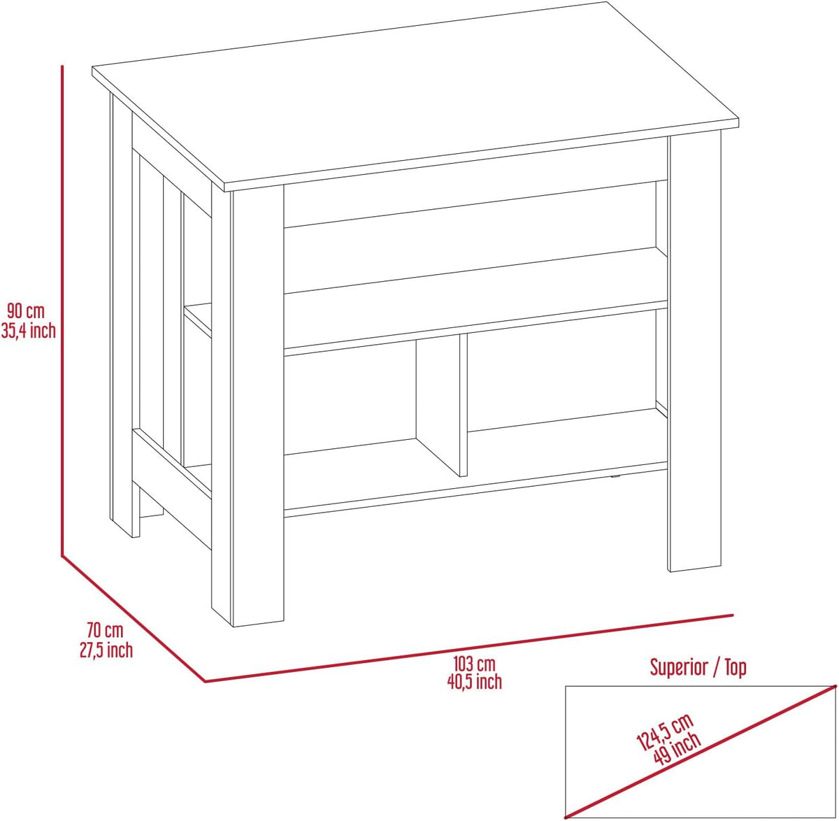 Kitchen Island with Four Legs and Three Shelves