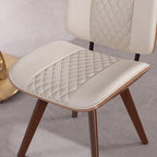 BV Dining Chairs Set of 2, PU Leather Armless Kitchen Chair in Modern Walnut Style, Mid Century Bentwood Side Chair with Wood Legs, Retro Accent Guest Chair for Kitchen Dining Room(Beige)