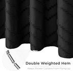 Extra Long Black Boho Shower Curtain 84 Inch Black Tufted Chevron Striped Fabric Shower Curtains for Bathroom Modern Shabby Chic Waterproof Cloth Shower Curtain Set with Hooks