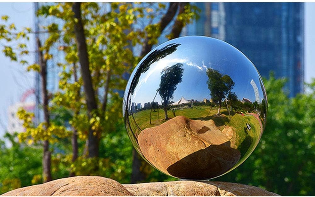 25 cm/10 inch Diameter Gazing Globe Mirror Ball,Silver Stainless Steel Polished Reflective Smooth Garden Sphere,Colorful and Shiny Addition to Any Garden or Home