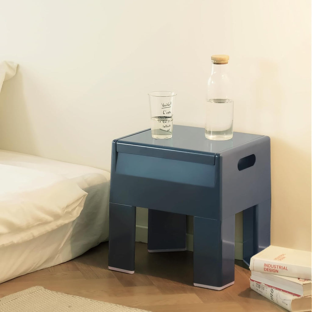 Colorful ABS Plastic Nightstand Detachable Storage Side Table Stool | Tool-Free Assembly, Eco-Friendly Plastic, Detachable Legs, 230 Lbs Load, Bedroom, Living Room, Bathroom, Outdoor & Pool Use