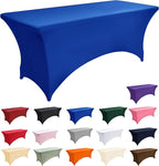2-Pack 4ft Spandex Table Covers for Rectangular Folding Tables - Wrinkle Resistant Stretch Tight Table Cloths - Ultimate Fitted Table Protector for Parties, Banquet, and Wedding