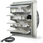 JVO 18 Inch Shutter Exhaust Fan - 2600 CFM High Velocity Wall Mounted Ventilator, 1.8m Power Cord, Auto Shutters - for Garage, Attic, Greenhouse, Shed, Shop, Workshop & Industrial Ventilation
