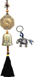Traditional Lucky Feng Shui Wind Chime Bell Hanging Ornament Decoration for Protection Success Peace and Wealth (Bagua)