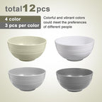 12 Pcs Unbreakable Cereal Bowls Set, 26 Oz Wheat Straw Bowls Set, Microwave & Dishwasher Safe Bowls for Kitchen, Reusable Plastic Bowls for Soup, Salad and Snack, BPA Free, Multicolor