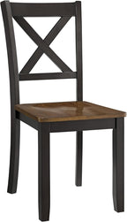 ROME + OAK X-Back Farmhouse Wooden Armless Dining Chairs in Black/Dark Brown, Set of 4 - Indoor Home Kitchen Seating Furniture