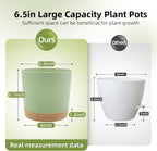QCQHDU 6.5 inch Plant Pot, 2 Pack Planters for Indoor Plants with Drainage Holes & Saucer, Outdoor Flower Pots Home Garden Modern Decor