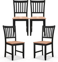 POWERSTONE Dining Chairs Set of 4, Wooden Windsor Kitchen Chair with Large Seat Spindle High Back for Kitchen and Dining Room, Black