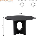 Garvee 47" Round Dining Table for 4-6 People - Circle Kitchen Dinner Table with Sturdy Pedestal Base, Space Saving Dinning Room Furniture for Living Room, Kitchen, Apartment, Black