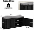 Entryway Shoe Storage Bench with 2" Cushion, 37.4" Small Bench with Shoe Rack, Cabinet Organizer for Hallway, Bedroom End of Bed (Black)